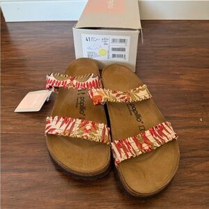 NWT Papillio Curaçao III Red and Beige Flower Sandals-Size 41 euro, US 10